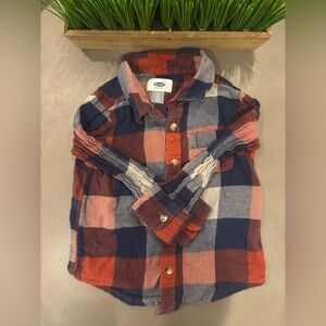 Old Navy Boys Size 3T Long Sleeve Red/Blue Plaid Button Down